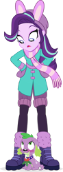 Size: 620x1692 | Tagged: safe, artist:aqua-pony, artist:phucknuckl, imported from derpibooru, spike, starlight glimmer, dog, equestria girls, equestria girls series, holidays unwrapped, spoiler:eqg series (season 2), blushing, christmas, clothes, cute, duo, female, holiday, holly, holly mistaken for mistletoe, implied kissing, looking down, male, scarf, shipping, shocked, simple background, sparlight, straight, sweat, transparent background, vector, winter outfit