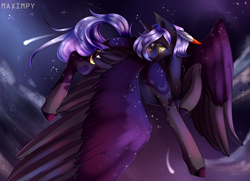 Size: 3000x2166 | Tagged: safe, artist:maximpy, imported from derpibooru, oc, oc:cloudy night, pegasus, pony, female, mare, night, solo