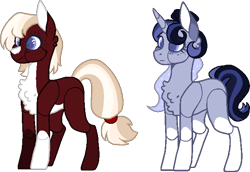 Size: 663x457 | Tagged: safe, artist:klawiee, artist:mcnificant, imported from derpibooru, oc, earth pony, pony, unicorn, base used, earth pony oc, horn, magical lesbian spawn, offspring, parent:big macintosh, parent:inky rose, parent:princess luna, parent:starlight glimmer, parents:inkymac, parents:starluna, simple background, unicorn oc, white background