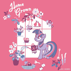 Size: 1079x1080 | Tagged: safe, artist:mylittleponyjpn, edit, twilight sparkle, pony, unicorn, cute, female, flower, mare, official, smiling, solo, unicorn twilight, watering can, window