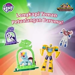 Size: 320x320 | Tagged: safe, artist:mcdonalds_id, imported from derpibooru, rainbow dash, rarity, bumblebee, commercial, mcdonald's happy meal toys, my little pony logo, optimus prime, toy, transformers