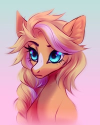 Size: 800x1000 | Tagged: safe, artist:lumiere, imported from derpibooru, oc, oc only, pony, bust, ear fluff, gradient background, portrait, solo