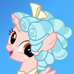 Size: 256x256 | Tagged: safe, imported from derpibooru, cozy glow, alicorn, alicornified, blue background, cozycorn, race swap, simple background, solo