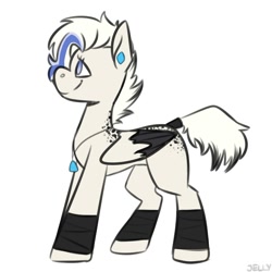 Size: 2000x2000 | Tagged: safe, artist:jellysiek, imported from derpibooru, oc, oc only, pegasus, pony, ear piercing, earring, hoof wraps, jewelry, necklace, piercing, smiling, solo, tail wrap