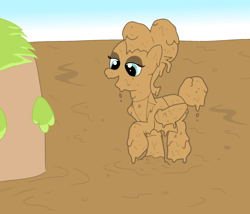 Size: 1400x1200 | Tagged: safe, artist:amateur-draw, imported from derpibooru, fluttershy, pegasus, pony, alternate hairstyle, clothes, covered in mud, female, mare, mud, mud bath, mud play, mud pony, pants, severeshy, simple background, solo, suit, wet and messy