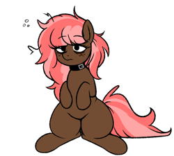 Size: 460x414 | Tagged: safe, artist:breezietype, imported from derpibooru, oc, oc:scarlet trace (coffee bean), collar, female, freckles, mare, sleepy