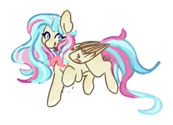 Size: 1197x869 | Tagged: artist needed, safe, oc, oc only, oc:petunia blossom, pegasus, pony, bow, butt freckles, ear freckles, female, freckles, hair bow, mare, simple background, solo, white background