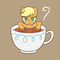 Size: 2000x2000 | Tagged: safe, artist:sazanamibd, imported from derpibooru, applejack, earth pony, pony, cup, food, simple background, solo, tea, teacup