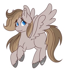 Size: 1078x1152 | Tagged: safe, artist:nate-doodles, oc, oc only, oc:ruby, pegasus, pony, female, flying, freckles, hooves, mare, simple background, solo, spread wings, unshorn fetlocks, white background, wings