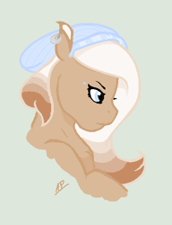 Size: 410x535 | Tagged: safe, artist:cookietasticx3, imported from derpibooru, oc, oc only, oc:winter star, pegasus, pony, beanie, bust, female, hat, mare, pegasus oc, signature, simple background, solo, wings