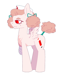 Size: 1096x1348 | Tagged: safe, artist:teafrown, imported from derpibooru, oc, oc:calendula, pegasus, pony, amputee, female, hat, mare, missing leg, nurse hat, offspring, parent:bulk biceps, parent:fluttershy, parents:flutterbulk, scar, simple background, transparent background