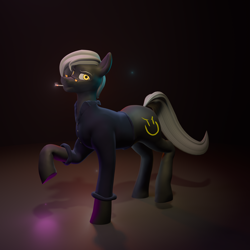 Size: 4000x4000 | Tagged: safe, artist:queen-razlad, imported from derpibooru, oc, oc only, oc:napersnik, earth pony, pony, 3d, cigarette, clothes, dark, looking at you, night, shirt, solo, standing