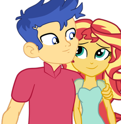 Size: 1308x1344 | Tagged: safe, artist:gmaplay, imported from derpibooru, flash sentry, sunset shimmer, equestria girls, female, flashimmer, male, shipping, solo, straight