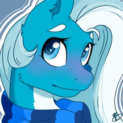 Size: 4000x4000 | Tagged: safe, artist:nate-doodles, imported from ponybooru, oc, oc only, pegasus, pony, absurd resolution, blushing, bust, clothes, female, mare, pale belly, scarf, solo