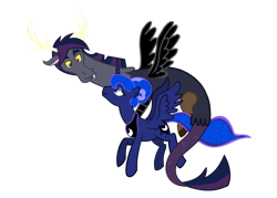 Size: 1280x917 | Tagged: safe, artist:mr100dragon100, imported from derpibooru, princess luna, oc, oc:umbra, draconequus, draconequus oc