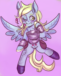 Size: 964x1199 | Tagged: safe, artist:mimiporcellini, imported from derpibooru, derpy hooves, pegasus, pony, clothes, one eye closed, wink