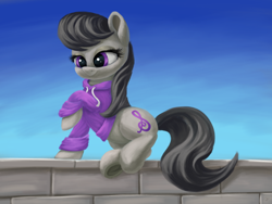 Size: 4000x3000 | Tagged: safe, artist:flusanix, imported from derpibooru, octavia melody, earth pony, pony, clothes, female, high res, hoodie, mare, raised hoof, solo