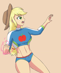 Size: 2460x2923 | Tagged: safe, artist:sumin6301, imported from derpibooru, applejack, equestria girls, equestria girls series, abs, clothes, female, sidemouth, solo, swimsuit