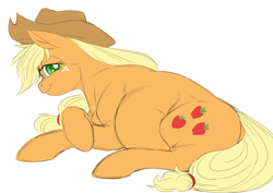 Size: 4093x2894 | Tagged: safe, artist:snspony, imported from derpibooru, applejack, earth pony, pony, female, mare, preggo jack, pregnant, simple background, solo, white background