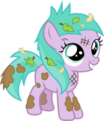 Size: 1280x1494 | Tagged: safe, artist:cloudyglow, imported from derpibooru, aura (character), earth pony, pony, female, filly, messy, simple background, solo, transparent background, vector