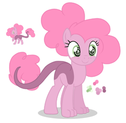 Size: 1280x1244 | Tagged: safe, artist:magicuniclaws, imported from derpibooru, oc, hybrid, female, interspecies offspring, offspring, parent:discord, parent:pinkie pie, parents:discopie, simple background, solo, transparent background