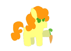 Size: 1200x857 | Tagged: safe, artist:switcharoo, imported from derpibooru, carrot top, golden harvest, carrot, female, food, hoof hold, lineless, mare, simple background, smol, smol pony, solo, transparent background