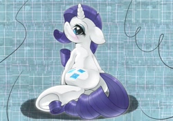 Size: 2048x1430 | Tagged: safe, artist:kurogewapony, imported from derpibooru, rarity, pony, unicorn, blushing, cute, female, mare, raribetes, sitting, solo