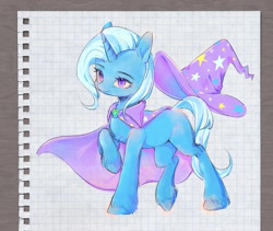 Size: 2025x1711 | Tagged: safe, artist:leafywind, imported from derpibooru, trixie, pony, unicorn, chest fluff, female, graph paper, mare, missing cutie mark, photo, solo, unshorn fetlocks