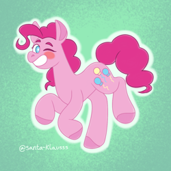 Size: 1000x1000 | Tagged: safe, artist:santa-klausss, imported from derpibooru, pinkie pie, earth pony, pony, one eye closed, smiling, solo, wink