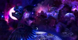 Size: 4096x2109 | Tagged: safe, artist:bananitryi, imported from derpibooru, princess luna, pony, moon, solo