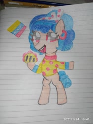 Size: 3120x4160 | Tagged: safe, artist:juanluuis8, imported from derpibooru, cozy glow, pegasus, pony, arepa, clothes, shirt, solo, traditional art, venezuela