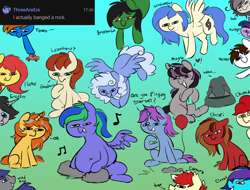 Size: 1920x1457 | Tagged: safe, artist:higgly-chan, colorist:flamespitter, colorist:threeareess, imported from derpibooru, twilight sparkle, oc, oc:aaaaaaaaaaa, oc:brassica, oc:cherry spirit, oc:chimie changa, oc:cinderheart, oc:cirrus updraft, oc:comfy pillow, oc:felicity stars, oc:flamespitter, oc:greyline, oc:magna-save, oc:midnight blossom, oc:mobian, oc:molly coddle, oc:neo star, oc:polka dot, oc:tenno, oc:windrunner, bat pony, dracony, dragon, earth pony, hybrid, pegasus, pony, unicorn, balloon, belly, belly button, big belly, blushing, dialogue, fat, female, floating heart, freckles, grass, heart, male, mare, music notes, ocs everywhere, picarto, rock, simple background, sitting, stallion, starset, tongue out, toy car, wings