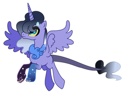 Size: 1280x953 | Tagged: safe, artist:princess-kitsune-tsu, artist:venomous-cookietwt, imported from derpibooru, oc, oc only, hybrid, base used, female, interspecies offspring, offspring, parent:discord, parent:princess luna, parents:lunacord, simple background, solo, transparent background