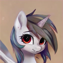 Size: 1024x1024 | Tagged: safe, artist:thisponydoesnotexist, imported from derpibooru, alicorn, pony, ai content, ai generated, generator:thisponydoesnotexist, looking at you, neural network, solo