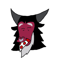 Size: 540x540 | Tagged: safe, artist:whistle blossom, imported from derpibooru, lord tirek, centaur, bust, cute, eyes closed, food, head only, male, nose piercing, nose ring, piercing, pizza, septum piercing, simple background, slice of pizza, smiling, solo, tirebetes, transparent background