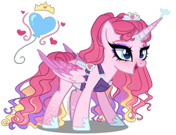 Size: 1300x1000 | Tagged: safe, artist:gihhbloonde, imported from derpibooru, oc, oc only, alicorn, pony, apron, base used, clothes, female, magical lesbian spawn, mare, offspring, parent:pinkie pie, parent:princess cadance, simple background, solo, transparent background