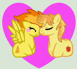 Size: 378x337 | Tagged: safe, artist:jadeharmony, artist:jadethepegasus, imported from derpibooru, braeburn, spitfire, female, male, shipping, spitburn, straight