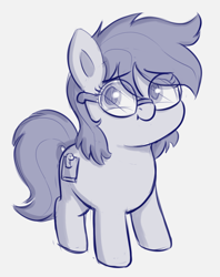 Size: 1076x1360 | Tagged: safe, artist:heretichesh, imported from derpibooru, oc, oc only, oc:bookworm, earth pony, pony, worm, book, chubby, female, filly, glasses, nerd, shy