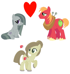 Size: 838x896 | Tagged: safe, artist:farkaska21, imported from derpibooru, big macintosh, marble pie, oc, earth pony, pony, female, heart, male, marblemac, mare, offspring, parent:big macintosh, parent:marble pie, parents:marblemac, shipping, simple background, stallion, straight, white background