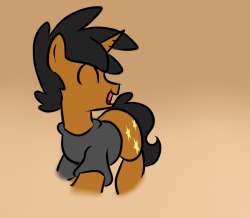 Size: 250x218 | Tagged: safe, artist:star, imported from ponybooru, oc, oc only, oc:star, pony, unicorn, clothes, eyes closed, hoodie, horn, male, open mouth, picture for breezies, solo, stallion