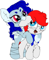 Size: 400x487 | Tagged: safe, artist:sajimex, imported from derpibooru, oc, oc:apex soundwave, oc:hajime, earth pony, pegasus, pony, derpibooru community collaboration, 2021 community collab, duo, male, nom, redraw, shipping, simple background, stallion, transparent background