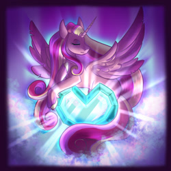 Size: 1024x1024 | Tagged: safe, artist:milqueandtoast, imported from derpibooru, princess cadance, alicorn, pony, crystal heart, female, mare, solo, speedpaint available, spread wings, wings