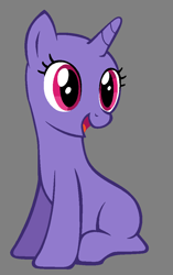 Size: 655x1043 | Tagged: safe, artist:bronybase, imported from derpibooru, oc, oc only, pony, unicorn, bald, base, eyelashes, female, horn, mare, open mouth, sitting, smiling, solo, unicorn oc