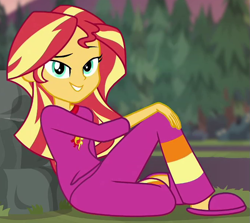 Size: 675x602 | Tagged: safe, imported from derpibooru, screencap, sunset shimmer, equestria girls, equestria girls series, wake up!, spoiler:eqg series (season 2), clothes, cropped, pajamas, slippers, solo