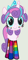 Size: 152x327 | Tagged: safe, artist:jadethepegasus, artist:nsmah, imported from derpibooru, princess flurry heart, alicorn, pony, base used, bisexual pride flag, clothes, crown, cute, face paint, female, flurrybetes, gay pride flag, gray background, jewelry, lesbian pride flag, mare, mismatched socks, older, older flurry heart, pansexual pride flag, pride, pride flag, rainbow socks, regalia, simple background, socks, solo, striped socks