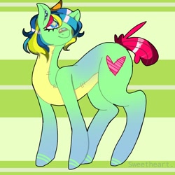 Size: 768x768 | Tagged: safe, imported from derpibooru, oc, oc only, oc:mia (malarunych), original species, plush pony, pony, bandage, cutie mark, female, mare, plushie, solo