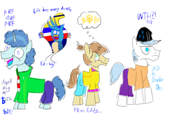 Size: 1200x800 | Tagged: safe, artist:horsesplease, imported from derpibooru, double diamond, feather bangs, gallus, party favor, griffon, chinese, crossover, cyrillic, derp, doggie favor, doodle, ed, ed (ed edd n eddy), ed edd n eddy, edd, eddy, eddy (ed edd n eddy), life has many doors, meme, pun, rolf, siangwaan, wingding eyes