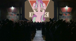 Size: 768x417 | Tagged: safe, artist:felix lynn, artist:thatradhedgehog, edit, imported from derpibooru, starlight glimmer, unicorn, 1984, ingsoc, s5 starlight, screenshots, stalin glimmer