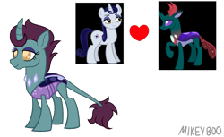 Size: 1949x1196 | Tagged: safe, artist:mikeyboo, imported from derpibooru, moonlight raven, pharynx, oc, changedling, changeling, changepony, hybrid, pony, unicorn, base used, crack ship offspring, crack shipping, generator, interspecies offspring, offspring, parent:moonlight raven, parent:pharynx, prince pharynx, shipping