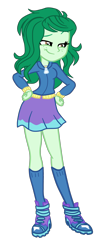 Size: 1376x3284 | Tagged: safe, artist:gmaplay, imported from derpibooru, wallflower blush, equestria girls, alternate outfits, boots, clothes, clothes swap, implied trixie, shoes, simple background, smiling, smirk, smug, solo, transparent background